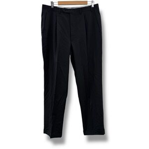 Canali Black Wool Pleated Dress Pants Men’s Size 50 IT Made‎ in Italy Tailored
